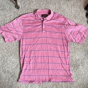 Donald J. Trump Pima Cotton Pink Polo Shirt with Blue and palm tree Accents